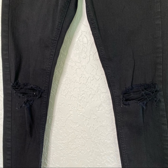 Topshop Jamie Black Skinny Jeans Size 26x30 Ripped knees High Rise - Picture 7 of 12